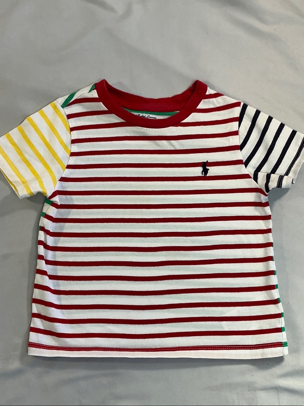 Ralph Lauren Kids Red, White, Yellow & Navy Striped Short Sleeve Tee